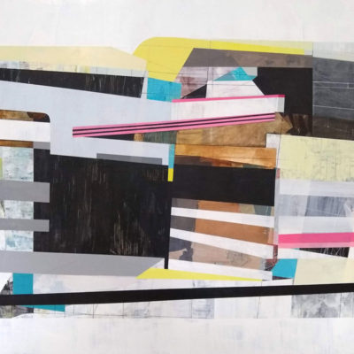 SOLD, "Search for the Perimeter", mixed media on panel, 2020, 48x32". 