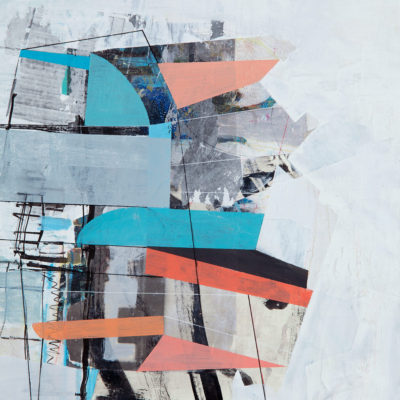 "Where You May Need to Listen", mixed media on panel, 2020, 12" x 12", $500.   Available at www.linniebrown.com/shop
