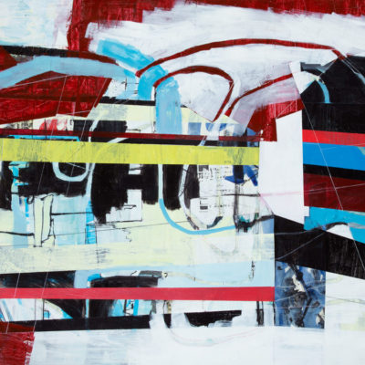 SOLD, "The Sequels of Demolition", mixed media on panel, 2020, 60" x 30".