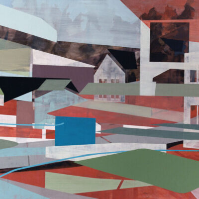 "Time and Place", acrylic on panel, 2025, 60x30", $3800.   Available through A Gallery (www.agalleryonline.com or 801-583-4800)