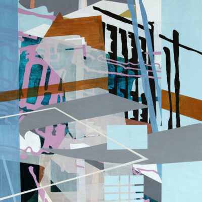 "Alignments", acrylic on panel, 2025, 30x40", $2100.  Available at www.linniebrown.com/shop