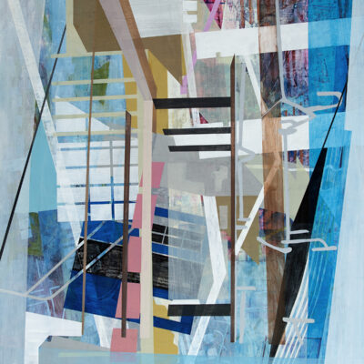 "Layered Recollection", acrylic on panel, 2025, 32x44", $2800.  Available through A Gallery (www.agalleryonline.com or 801-583-4800)