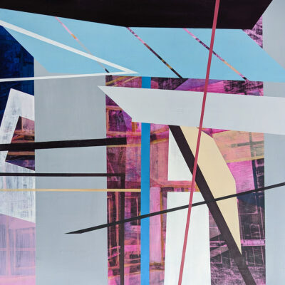 "Coordinates of Becoming", acrylic on panel, 2025, 24x24", $1000.  Available through A Gallery (www.agalleryonline.com or 801-583-4800)